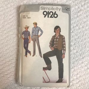 Simplicity Pattern Vintage Teen Boys Shirt Pants